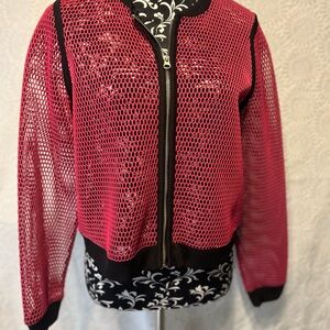 a.n.a Pink and Black Mesh Bomber Jacket
